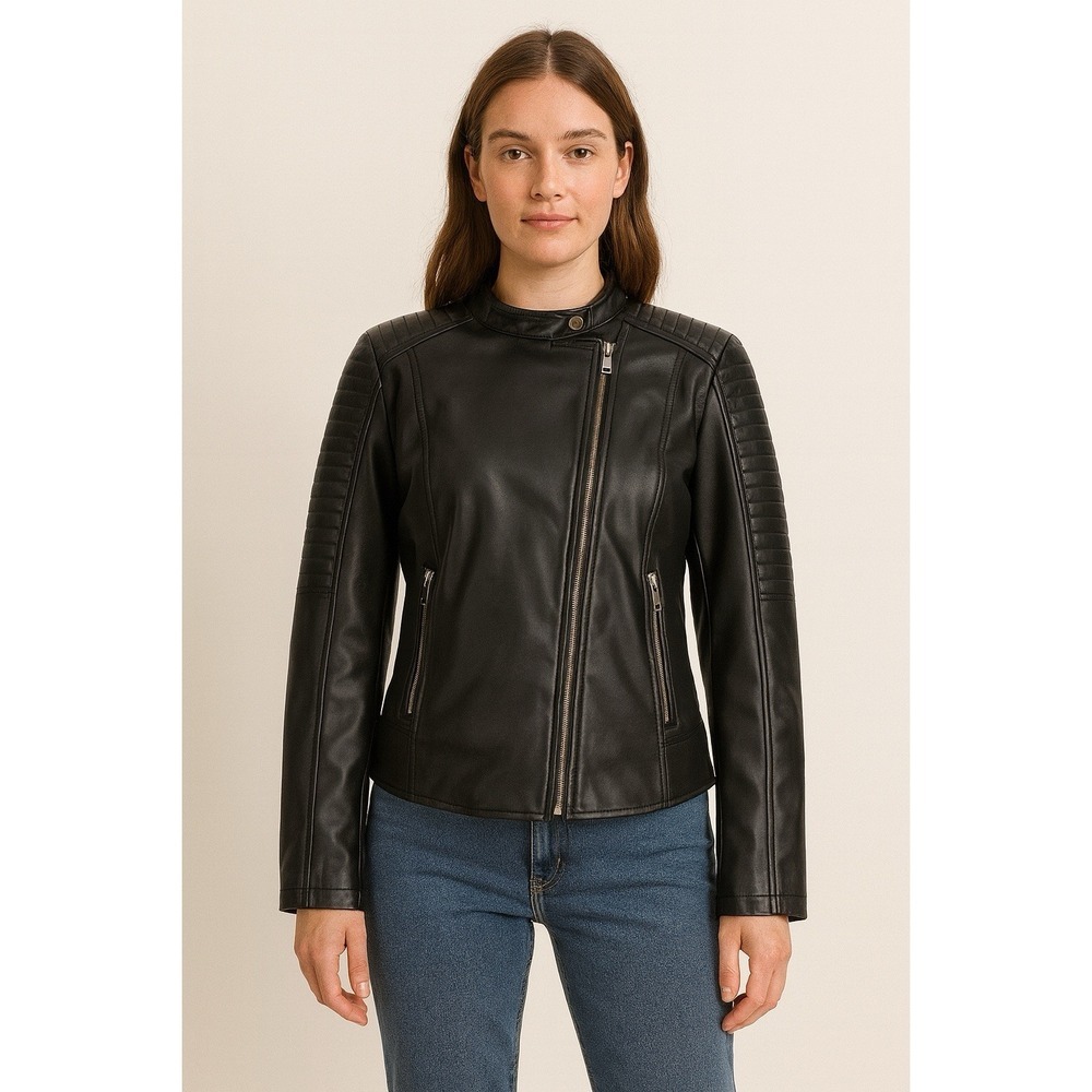 Catherine Malandrino  Size L Jacket 100% polyesterMotorcycle style, black